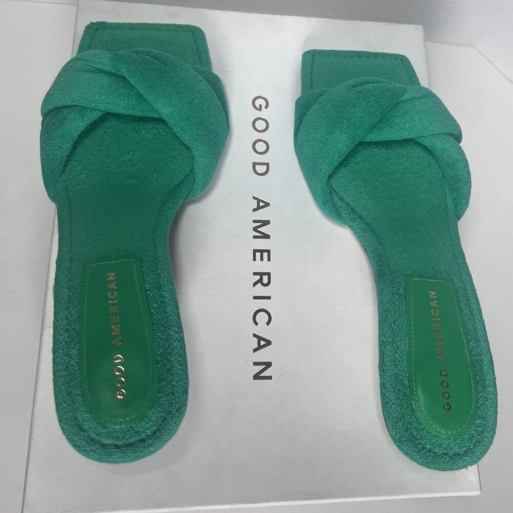 GOOD AMERICAN Green Terry Micro Heels Size 9 (8-8.5)